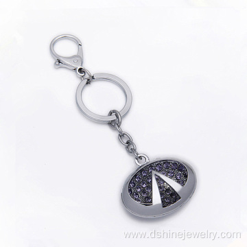 Custom Made Metal Key Shape Keychain Rhinestone Key Rings